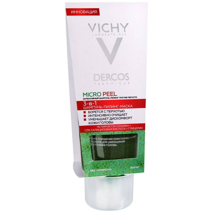 Шампунь-пилинг от виши (vichy) dercos micro peel (деркос микро пил): что входит в состав, какова польза для волос и кожи головы, как его применять?