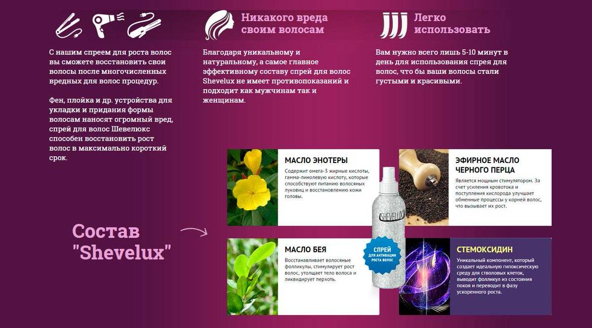 Shevelux - спрей для волос от выпадения