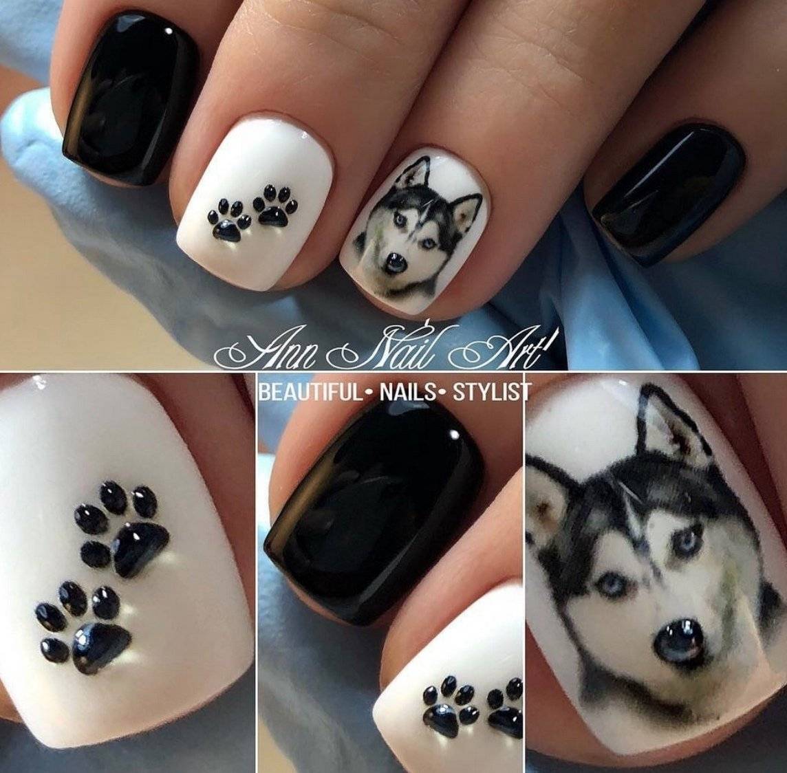 Маникюр с изображением кошек