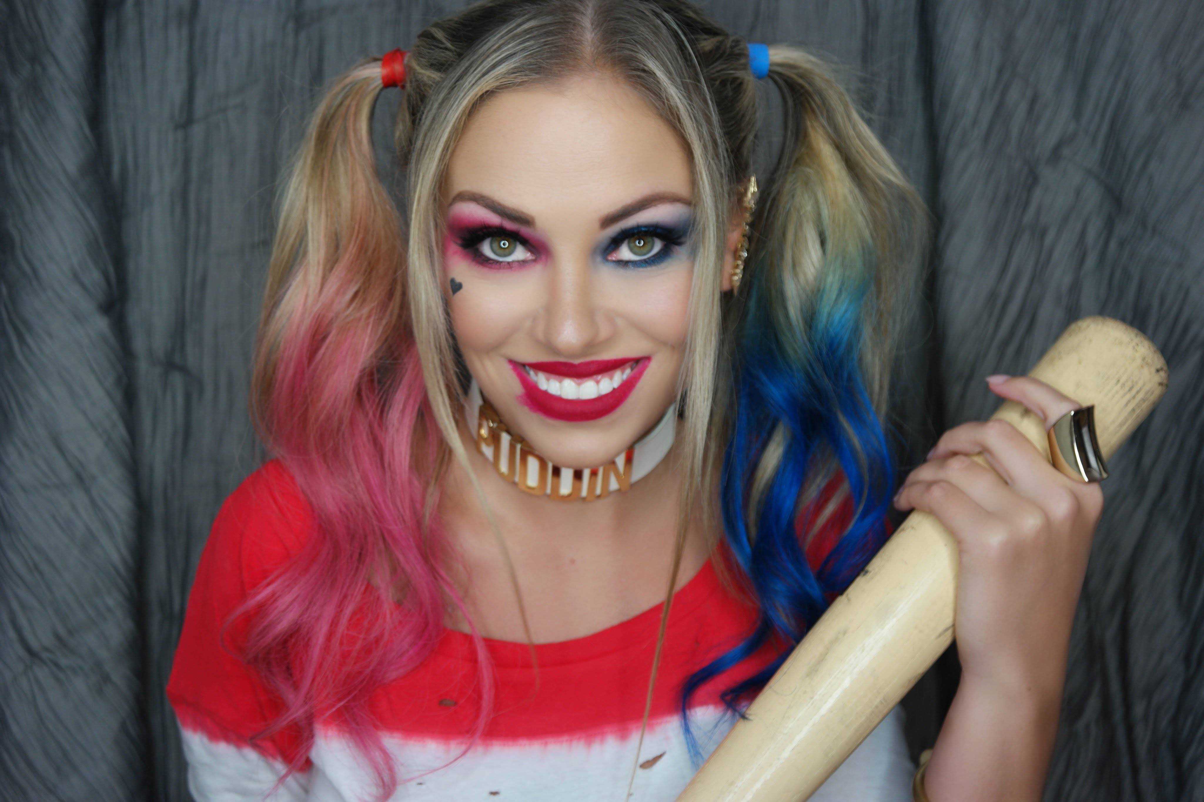 Макияж харли квинн, harley quinn 18, отряд самоубийц, макияж и маникюр для образа харли квинн