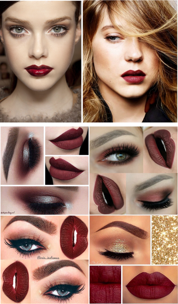 бордовый макияж