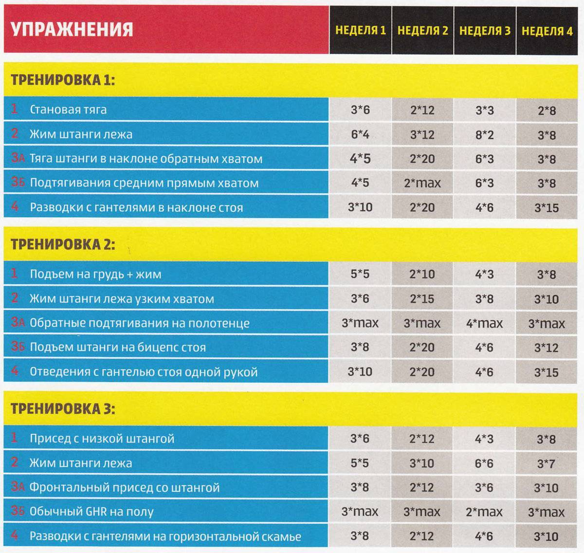 Программа тренировок для девушек