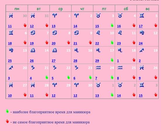 Календарь стрижек маникюра и педикюра Лунный календарь стрижки ногтей и выполнения маникюра