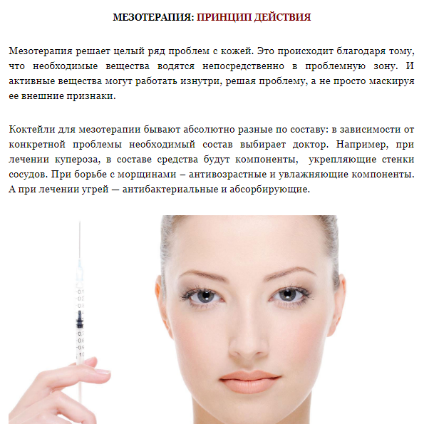 Уколы красоты для лица — особенности процедуры мезотерапии