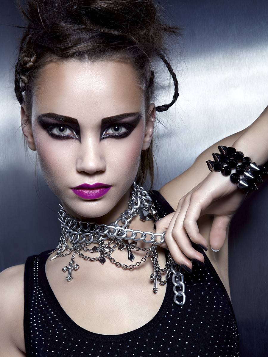 Макияж в стиле; рок: make-up глэм-рок для девушки-рокерши, на рокерский концерт, на фотосессию